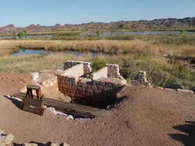 Ruins of the Picacho Mine's Lower Stamp Mill and Colorado River